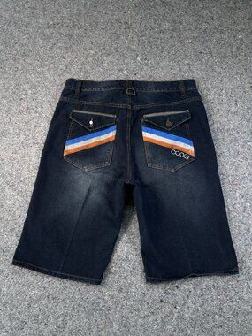 Vintage Coogi Baggy Jean Shorts Embroidered Colorful Jorts Size 38